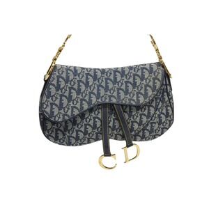 Dior Bag Galliano Double Christian Saddle Trotter leather Blue Navy